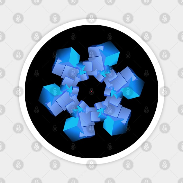 Teal blue cube circle aka blockchain Magnet by Bailamor